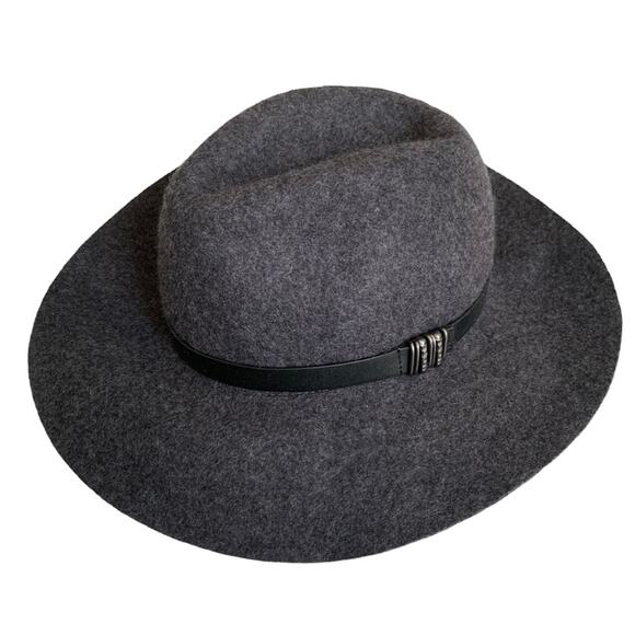 Lucky Brand Charcoal Grey Banded 100% Wool Fedora Medium NWOT - Picture 3 of 8